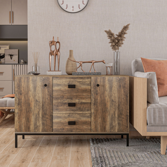 Vintage Charm: Industrial Sideboard with Multi-Storage Solutions