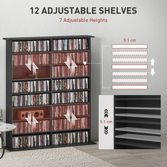 Compact Multi-Storage Cabinet with 16 Spaces for CDs, DVDs, and Blu-rays