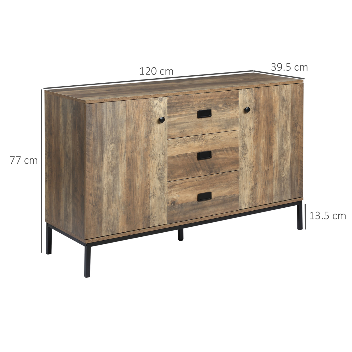 Vintage Charm: Industrial Sideboard with Multi-Storage Solutions