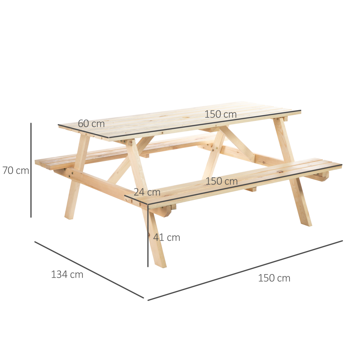 4-Seater Wooden Picnic Set-Fir Wood