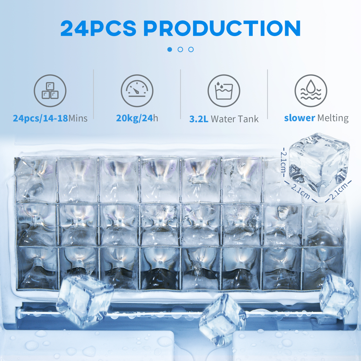 Ice Maker Machine Counter Top Ice Cube Maker for Home 20kg in 24 Hrs