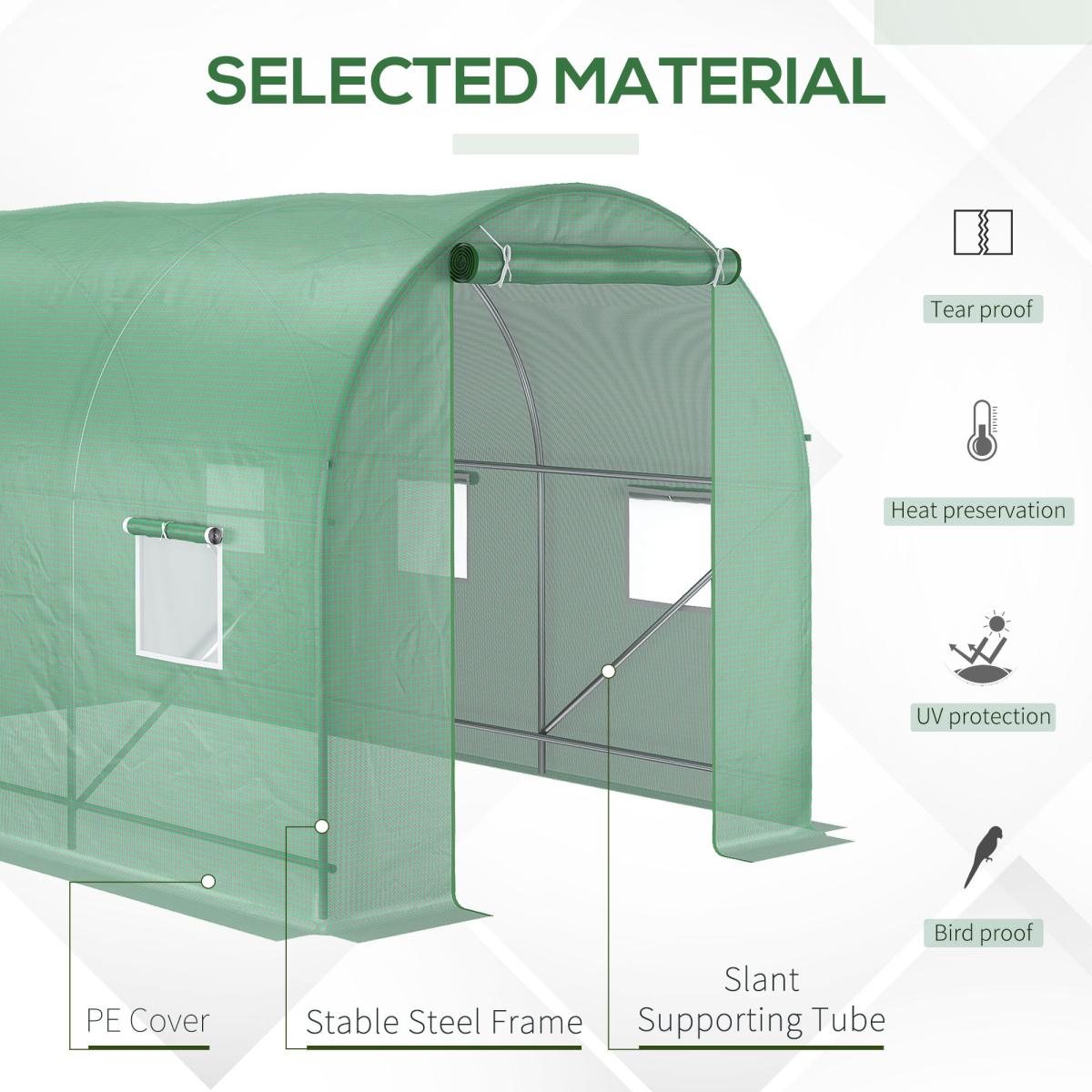 Spacious 3.5m Walk-In Polytunnel Greenhouse with Durable PE Cover