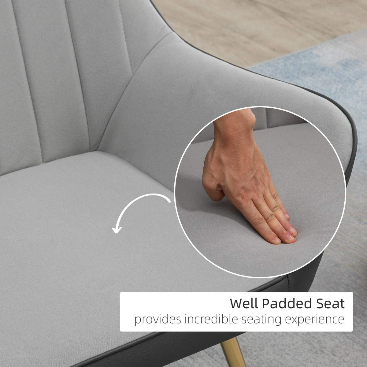 Two-Tone Velvet-Feel Armchair with Gold-Tone Legs