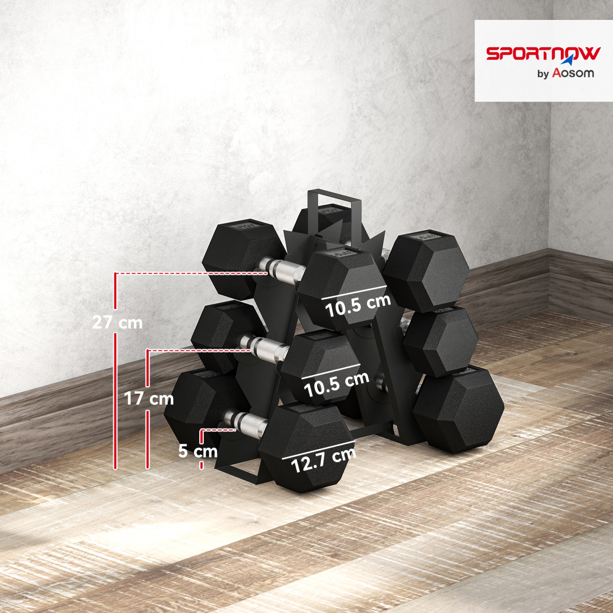 36KG Hex Dumbbell Set with Rack - Versatile Strength & Floor Protection!