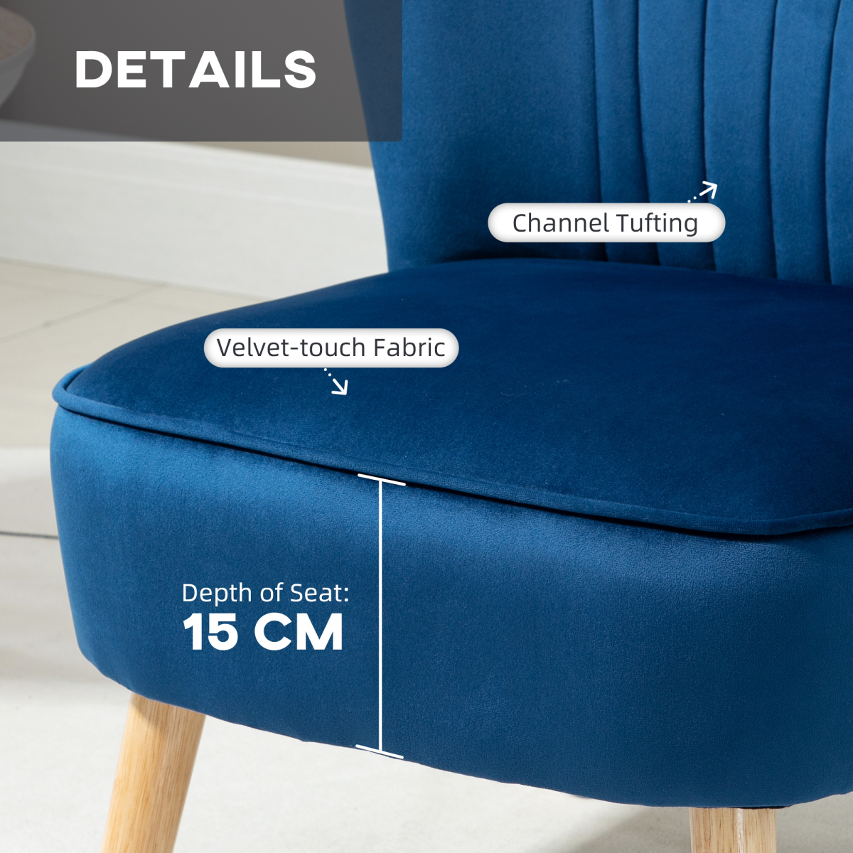 Luxurious Velvet Accent Chair & Ottoman Set - Dark Blue Comfort Redefined!