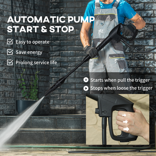 1800W Power Washer - 150 Bar, 510 L/h, Adjustable Nozzle, Portable