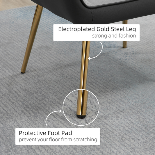 Two-Tone Velvet-Feel Armchair with Gold-Tone Legs