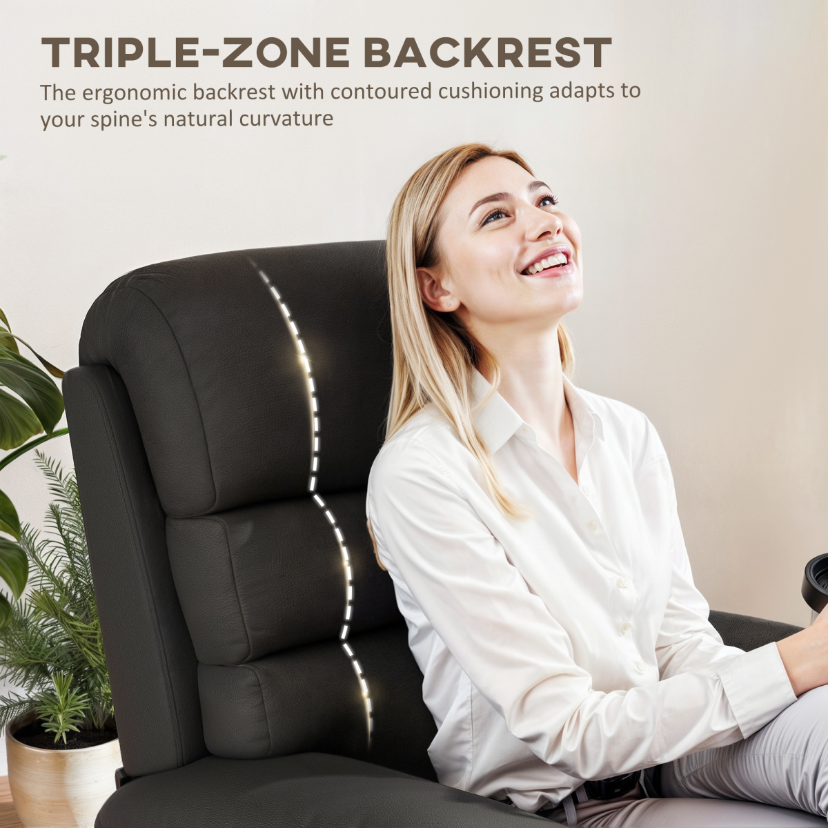 Manual Recliner Chair Armchair for Living Room with Footrest Black