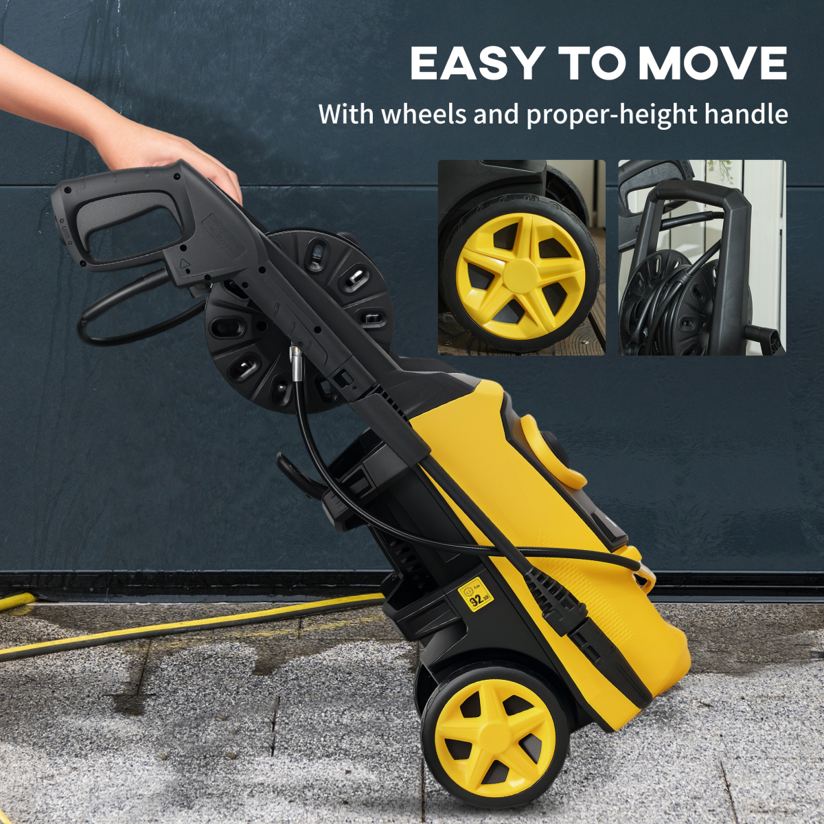 1800W Power Washer - 150 Bar, 510 L/h, Adjustable Nozzle, Portable