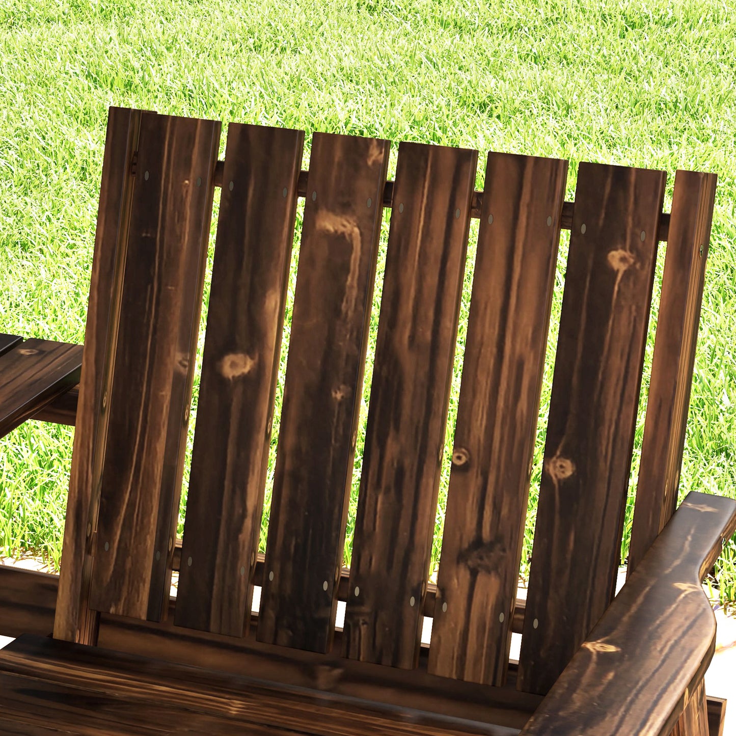 Dual-Seater Wooden Garden Bench with Central Table & Parasol Hole