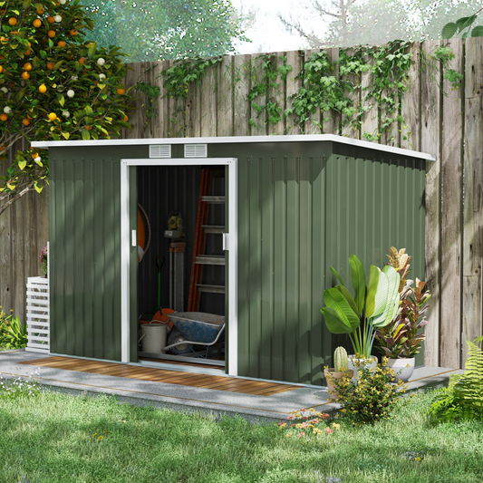 Galvanized Steel Garden Shed with Ventilated Double Doors 9ft x 4.25ft