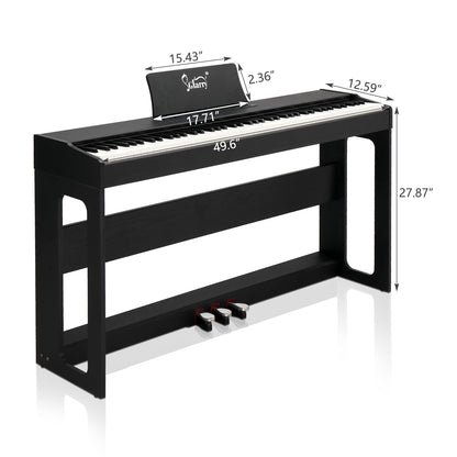 Glarry 88 Keys Full Weighted Keyboards Digital Piano with Furniture Stand