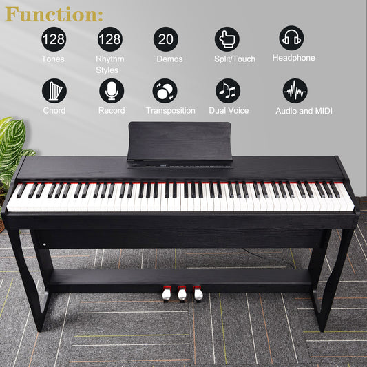 Glarry 88 Keys Full Weighted Keyboards Digital Piano with Furniture Stand