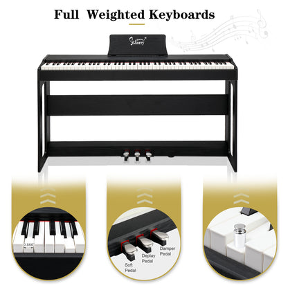 Glarry 88 Keys Full Weighted Keyboards Digital Piano with Furniture Stand