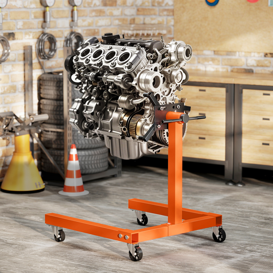 570kg Heavy-Duty Rotating Engine Stand with Adjustable Head - Orange