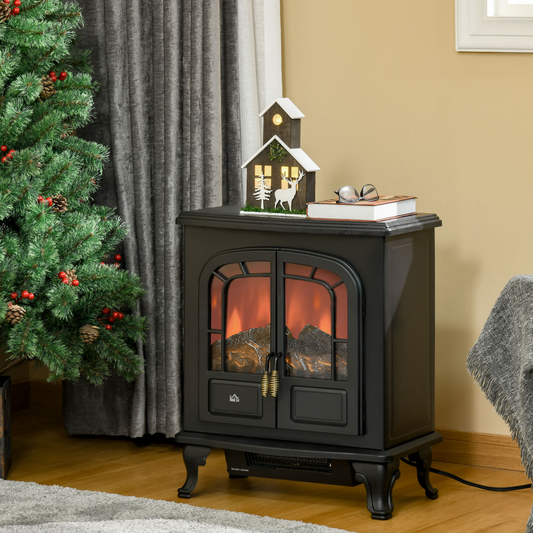 Stylish Electric Fireplace with LED Flame Effect & Double Door - 1000W/2000W
