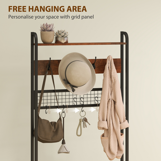 Elegant 5-in-1 Hall Tree & Entryway Bench with Shoe Storage - Rustic Charm