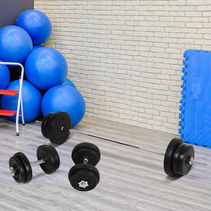 Dumbbells and Barbell Set with 65kg Adjustable Weights for Home Gym