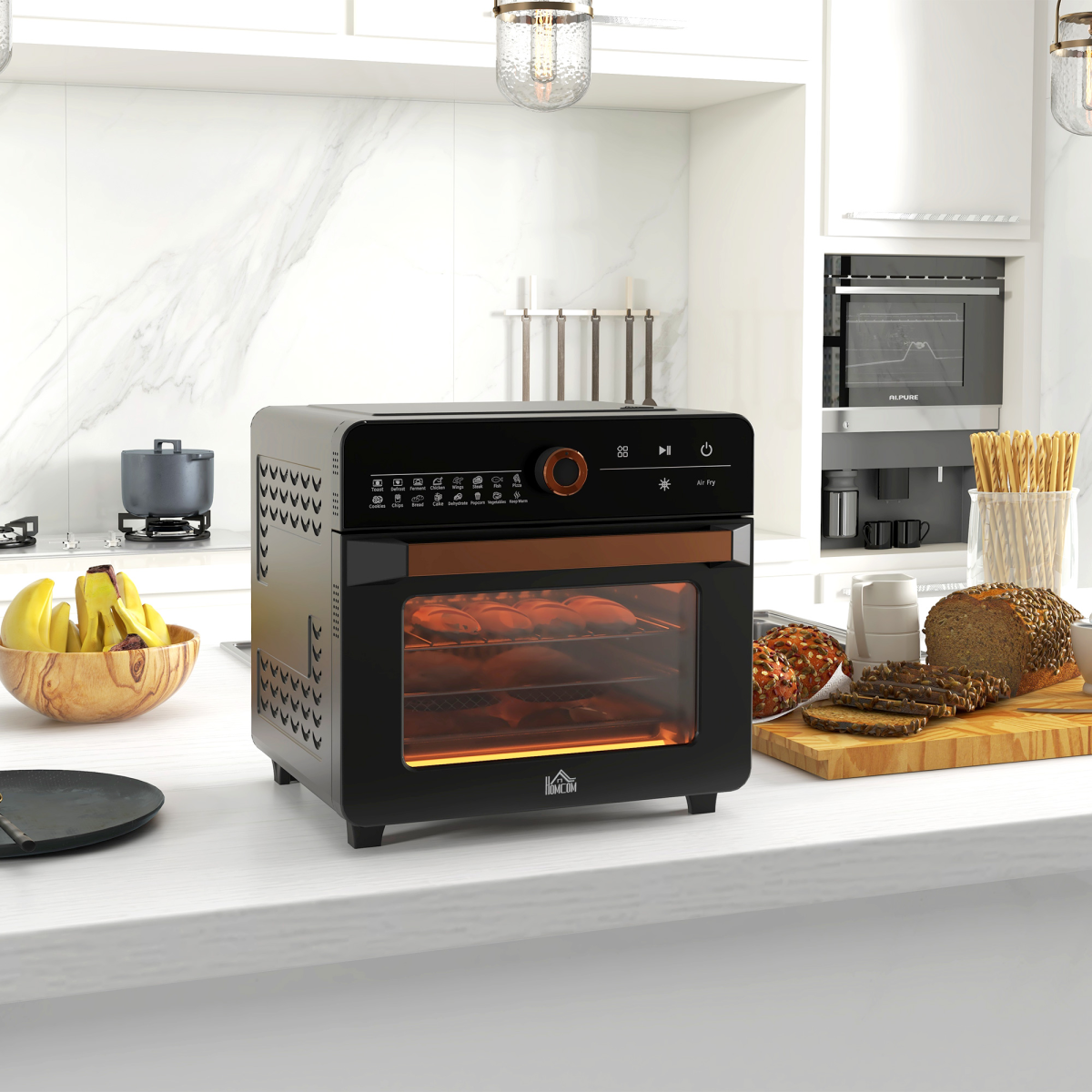 HOMCOM 20L Air Fryer Oven, 17 Presets, 1400W, Countertop Black