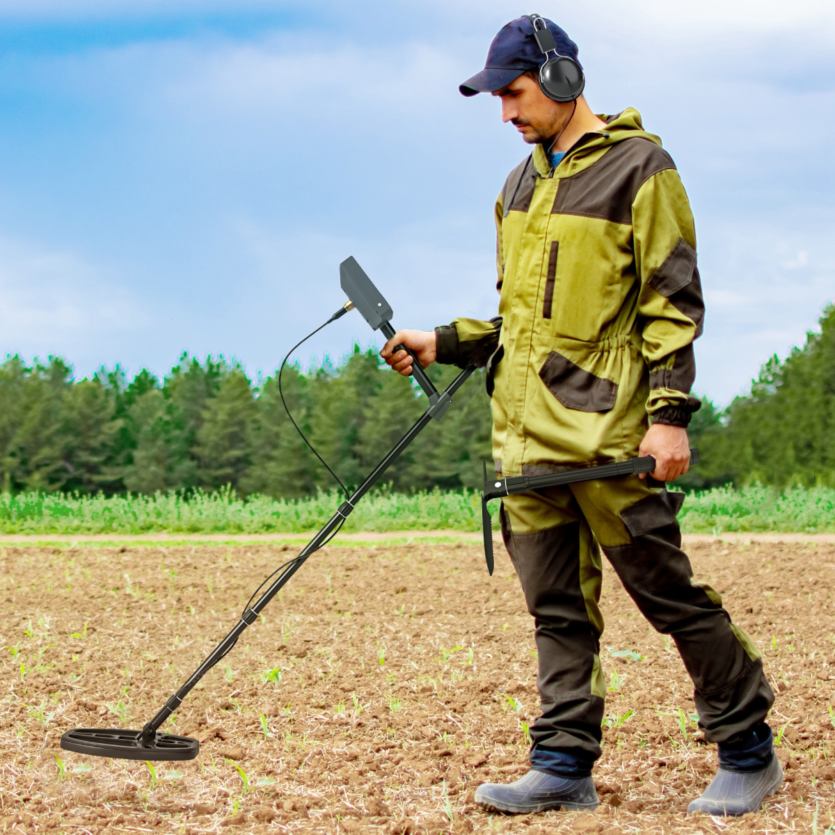 Outsunny Gold Metal Detector with DSP Chip, 5 Modes, IP68 Waterproof Coil