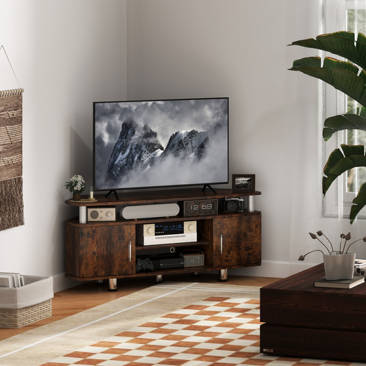 Rustic Elegance: 120cm TV Unit with Storage & Display Shelves