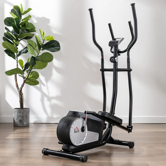 Elliptical Cross Trainer w/ Adjustable Resistance, LCD Monitor, Wheels