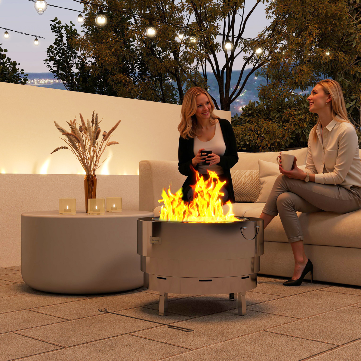 Portable Stainless Steel Fire Pit & Grill – Perfect for Cozy Outdoor Nights!