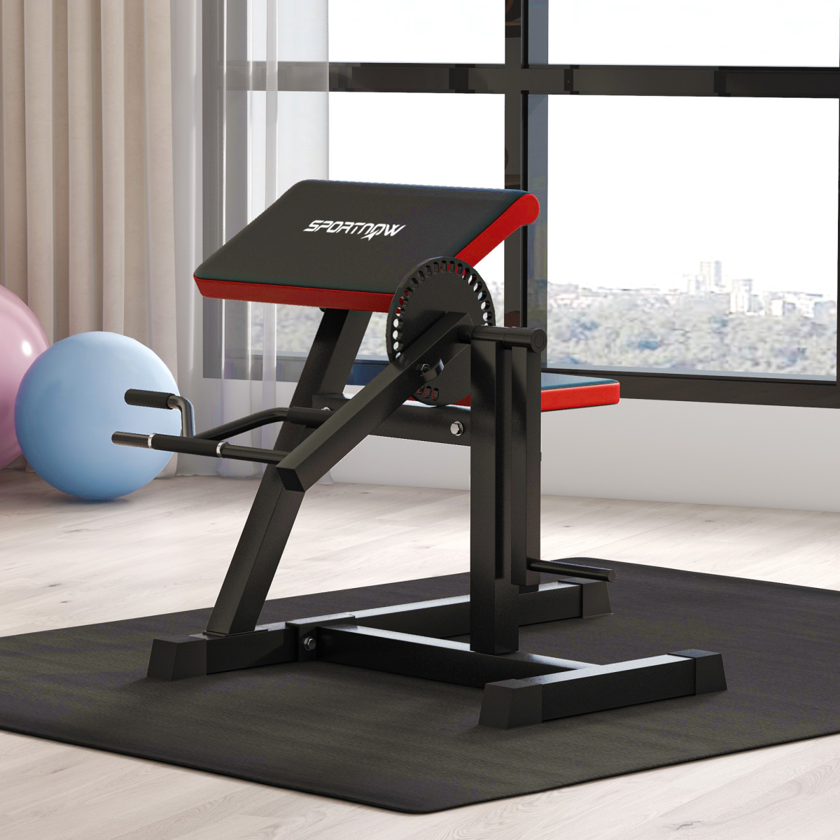 Adjustable Preacher Curl Bench with Elbow Cushion for Home Gym