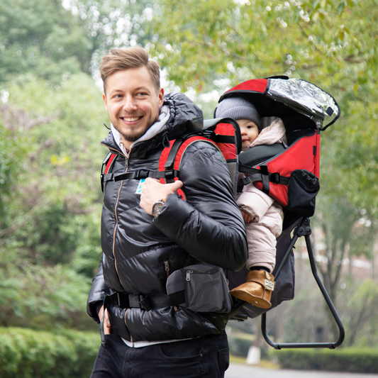 HOMCOM Toddler Hiking Backpack Carrier with Detachable Rain Cover - Red