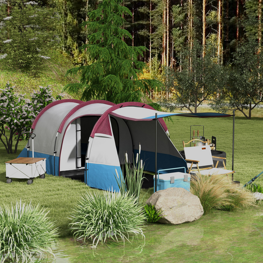Outsunny 2-3 Person Family Camping Tunnel Tent with Living Room & Porch