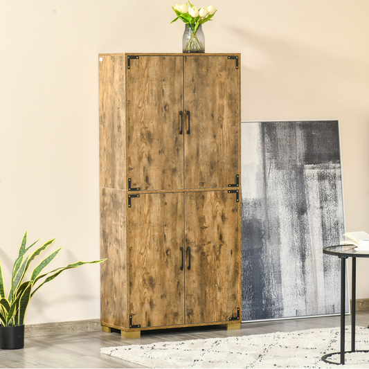 Rustic 4-Door Farmhouse Cabinet: Sturdy Storage with Industrial Flair