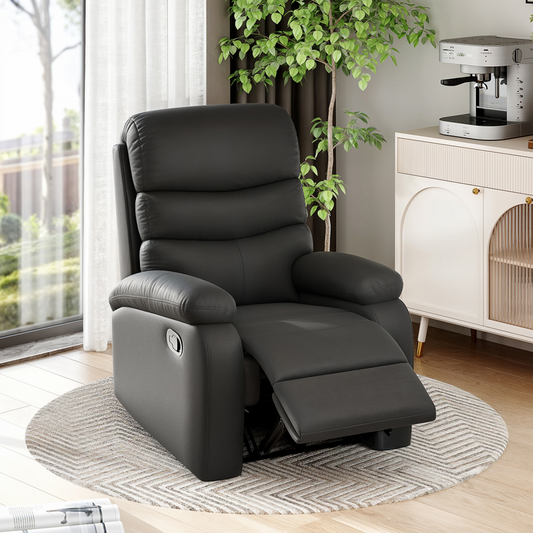 Manual Recliner Chair Armchair for Living Room with Footrest Black