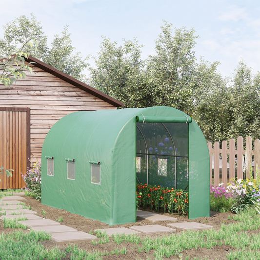 Spacious 3.5m Walk-In Polytunnel Greenhouse with Durable PE Cover