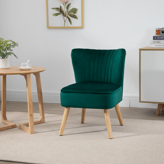 HOMCOM Velvet Accent Tub Chair - Green, Plush Comfort for Any Room