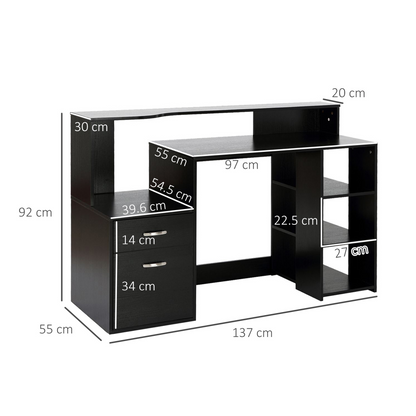 Multi-Storage & Workstation Desk Table Storage Shelves  Office Black