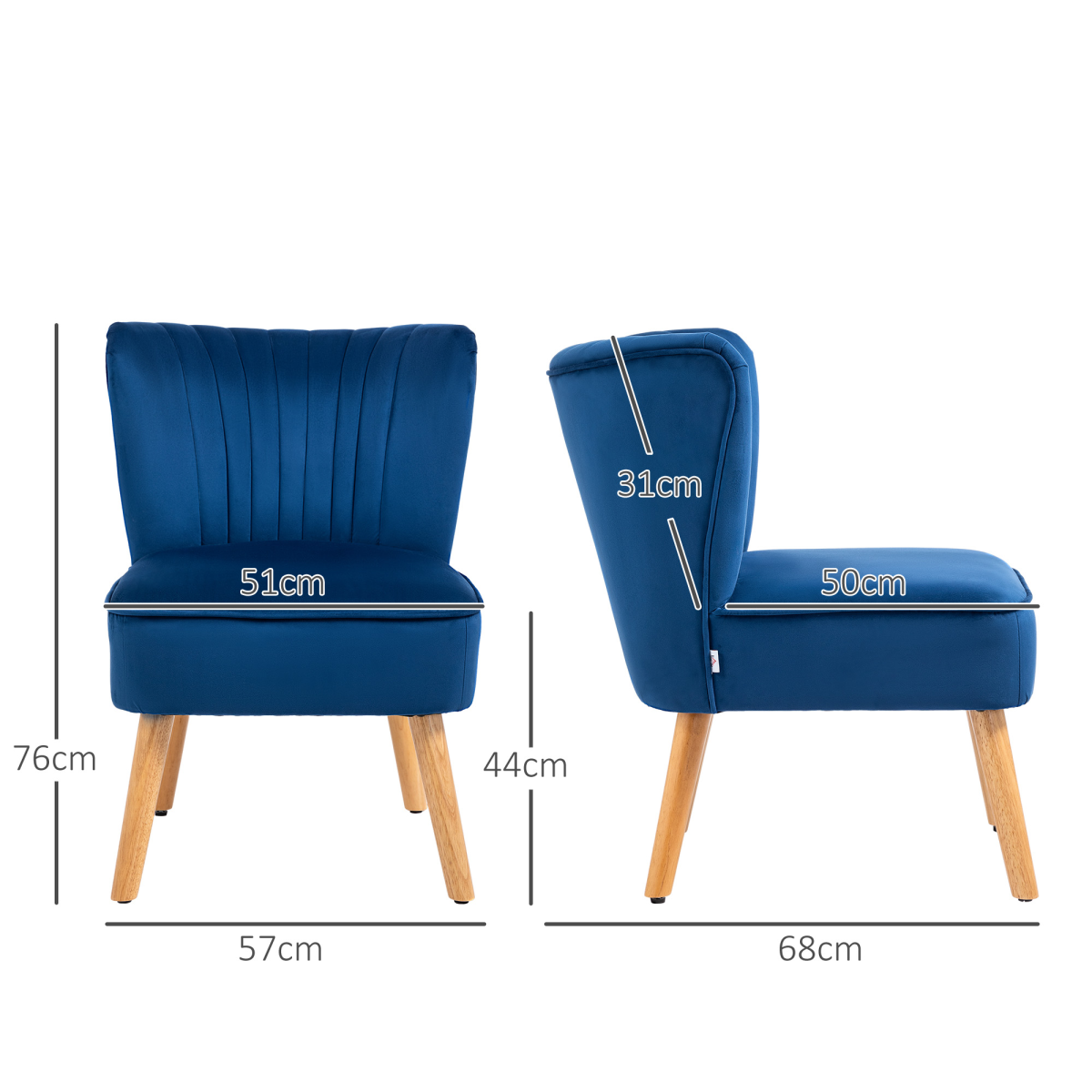 Velvet Accent Tub Chair - Luxurious Dark Blue Comfort for Any Room
