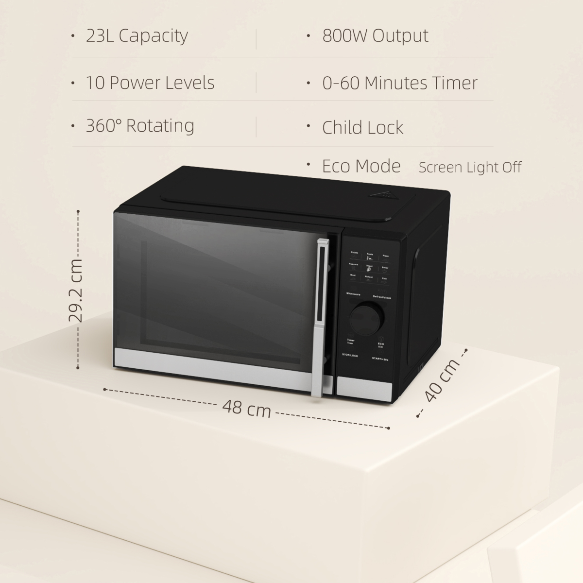 23L Digital Microwave Oven - Auto Cook, 10 Power Levels, Eco-Friendly!