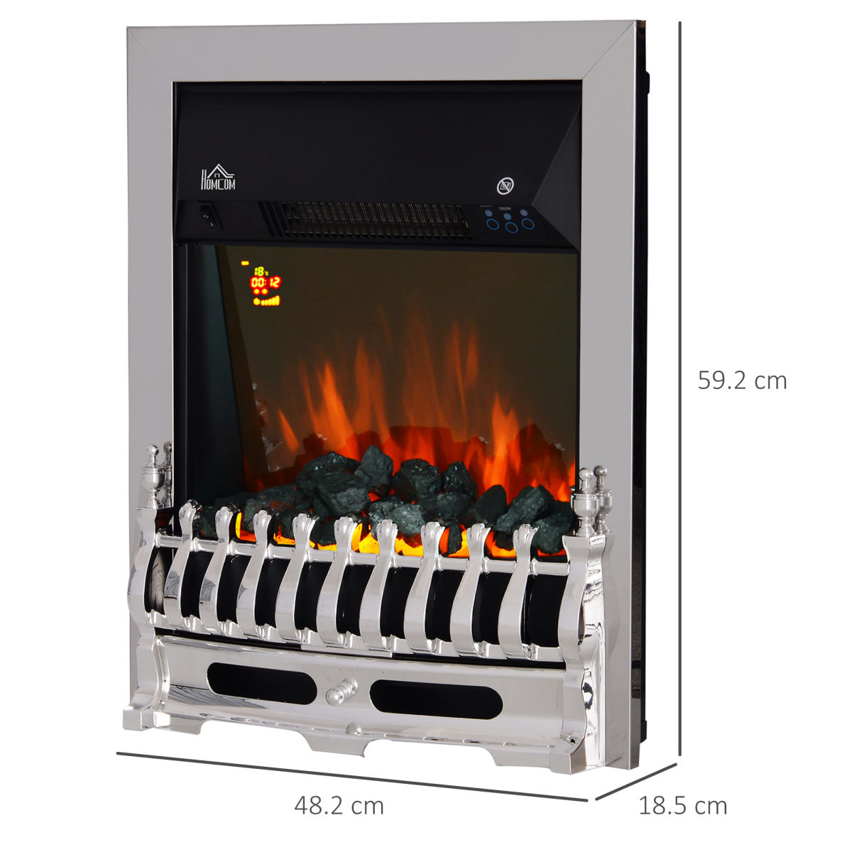 LED Flame Electric Fire Place-Silver