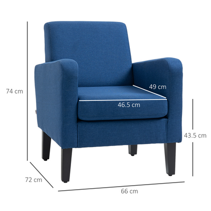 Modern Blue Accent Armchair with Rubber Wood Legs – Stylish & Comfortable!