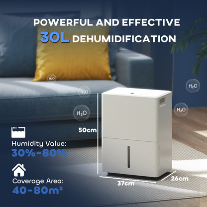 Dehumidifier with Filter, Auto Defrost, for Home Laundry Drying 30L