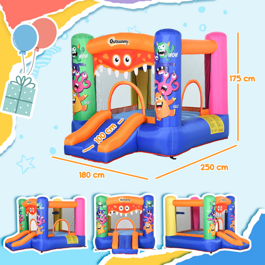 Bouncy Castle with Slide Basket Trampoline Monster Design