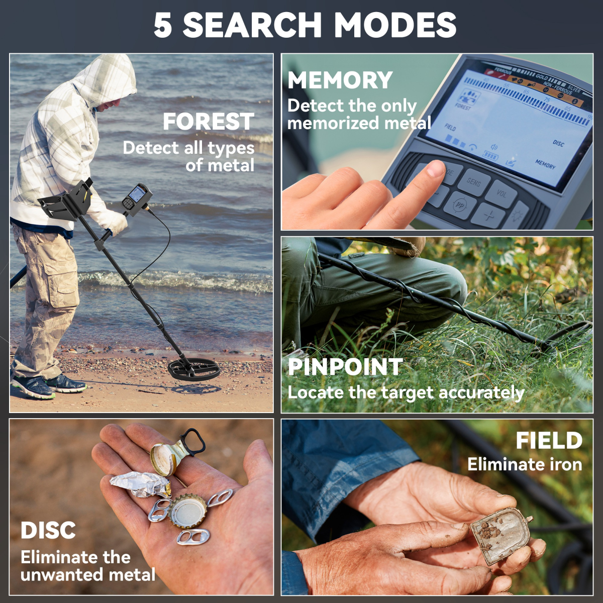 Outsunny Gold Metal Detector with DSP Chip, 5 Modes, IP68 Waterproof Coil