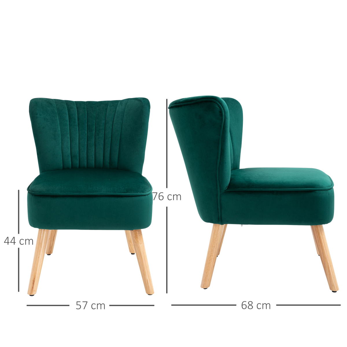 HOMCOM Velvet Accent Tub Chair - Green, Plush Comfort for Any Room