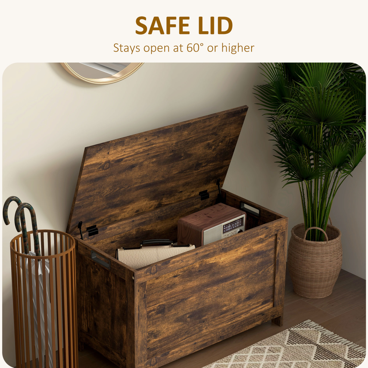 Versatile Rustic Brown Storage Bench: Stylish Organizer & Seat All-in-One