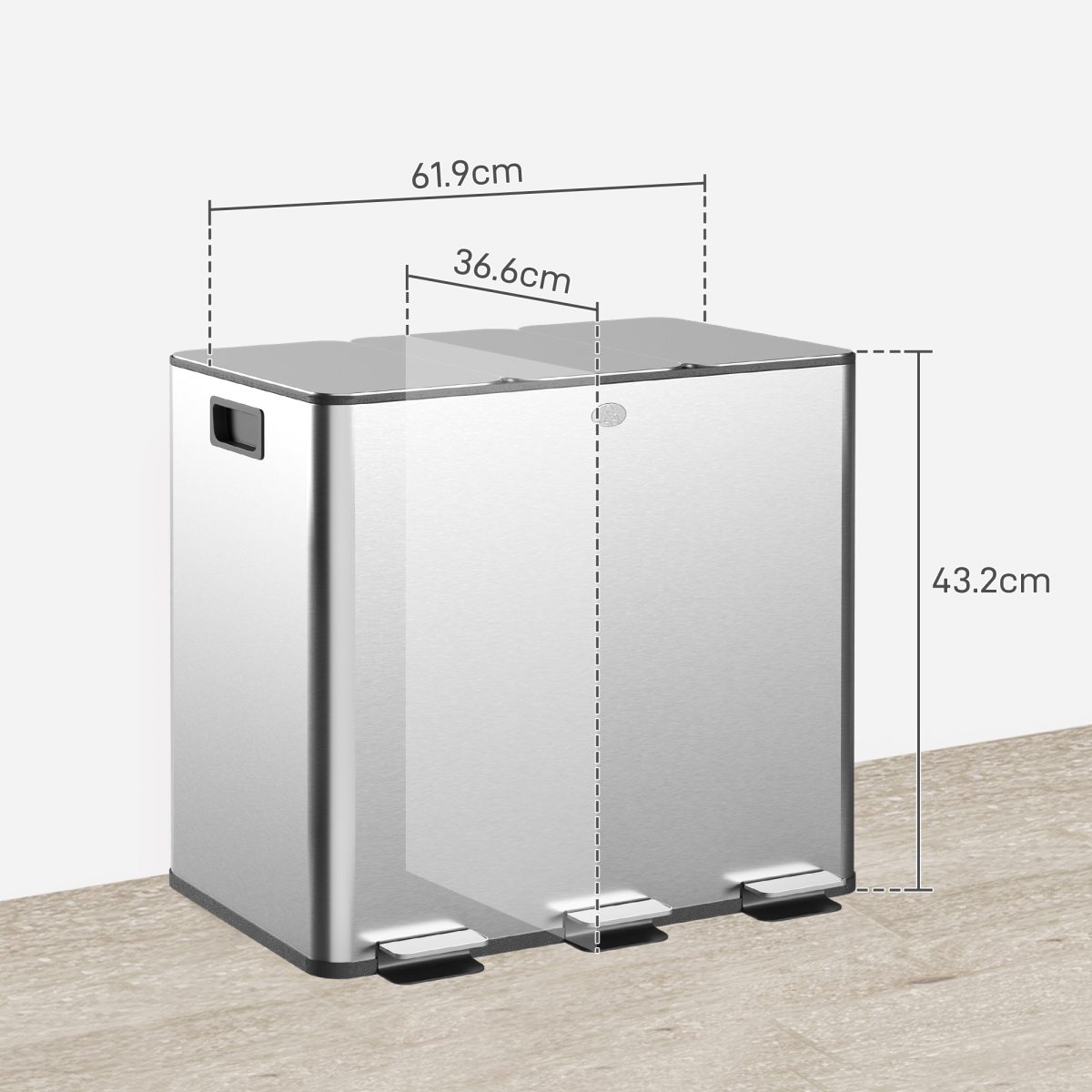 Triple Kitchen Pedal Bin