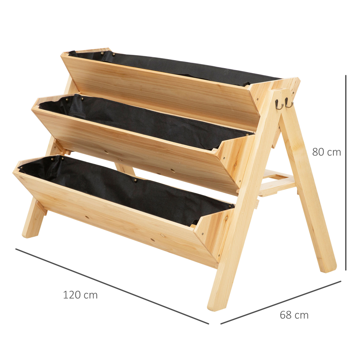 Wooden Plant Stand with Clapboard, Hooks