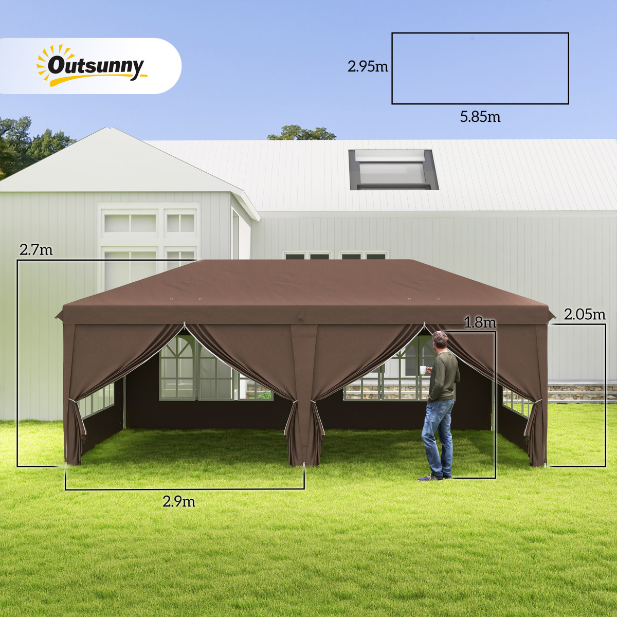 3 x 6m Pop Up Gazebo Height Adjustable Party Tent w/ Storage Bag Black
