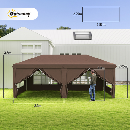 3 x 6m Pop Up Gazebo Height Adjustable Party Tent w/ Storage Bag Black