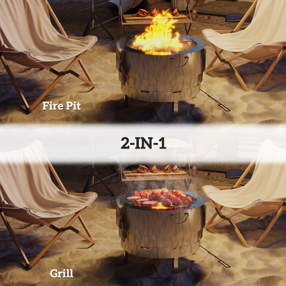 Portable Stainless Steel Fire Pit & Grill – Perfect for Cozy Outdoor Nights!