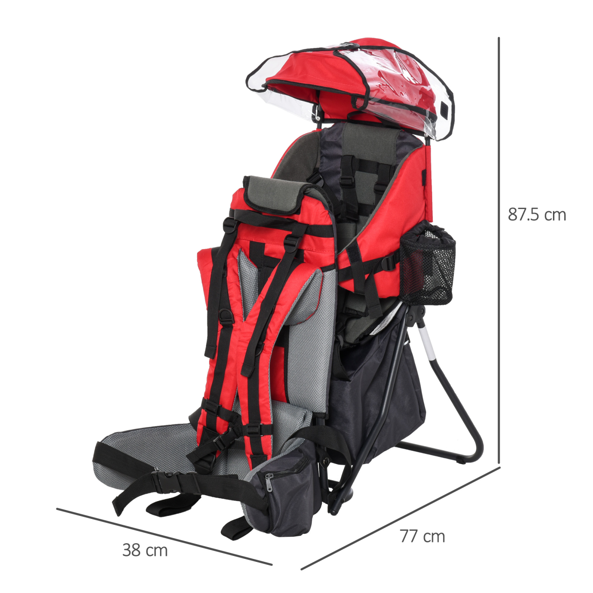 HOMCOM Toddler Hiking Backpack Carrier with Detachable Rain Cover - Red